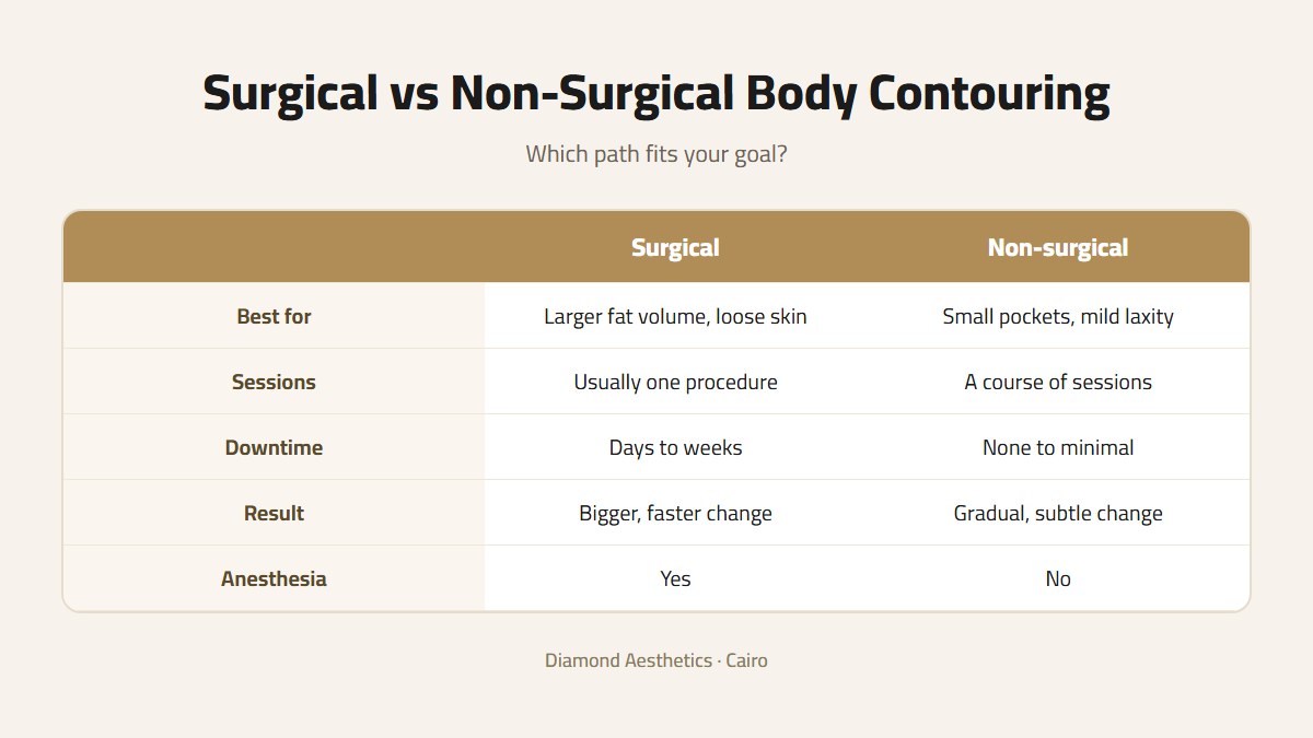 Surgical vs non-surgical body contouring comparison