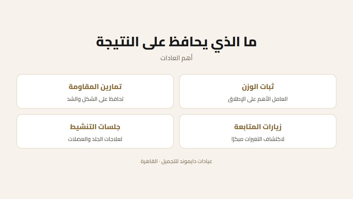 بطاقة بالعادات التي تحافظ على نتائج نحت الجسم: وزن ثابت وتمارين مقاومة ومتابعة