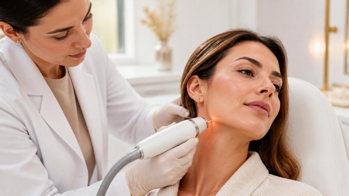 Endolift results after laser skin tightening on the jawline